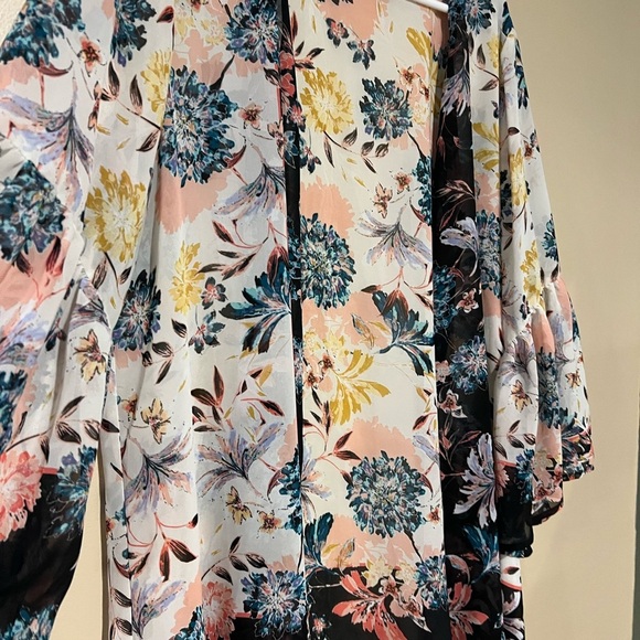 Style & Co Fresh Florals Open Front Kimono Cardigan Ladies Size Medium - Picture 5 of 9